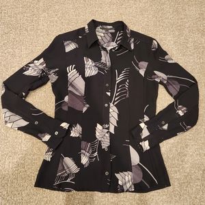 Authentic GUCCI pristine women's black and gray silk blouse shirt Size 10 or 42